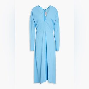 VICTORIA BECKHAM Women’s Crepe Flared Midi Dress in Blue Business Casual Minimal